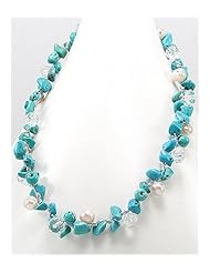 Japanese silk cord Turquoise Necklace In Zinc