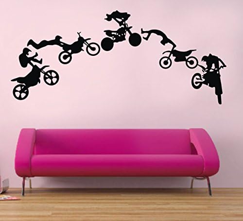 Colorfulhall 57" X 25" Black Color Motorcycles Vinyl Wall Dacal Stickers Wall Murals for Living Room Kid's Room (A)