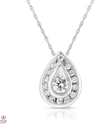 Adorable1/2CTTW Diamond Drop Pendant 14K Yellow Gold 5R Chain