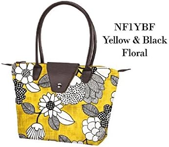 Joann Marrie Designs NF1YBF Small Fold Up Bag - Yellow and Black Floral, Pack of 2