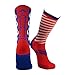 Epivive Velocity American Flag Patriotic Athletic Crew Socks Royal Blue / Red (Medium)