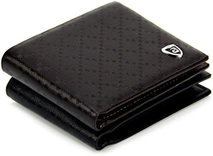 Mens Wallet Leather Money Clip BIfold Wallets Purse ID Credit Card Holder 7 Card Slot (Black)