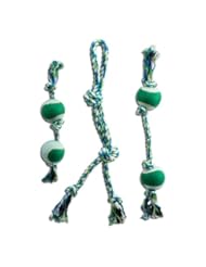 Home Improvement: Set of 3 Extra Durable Dog Rope Toys with Tennis Balls - Entertain and Exercise Your Dog - Pet Toys