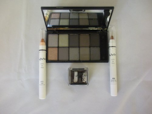Nyx Combo set!! Jumbo Pencil French Fries(609), Gold(612), 10 Color Eyeshadow Palette(11 Casting Call) Set and 2 in 1 Pencil Sharpener