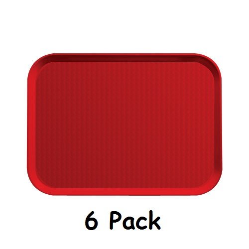 (Pack of 6) Fast Food Tray Red Restaurant Quality 12