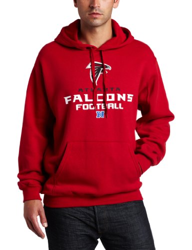 NFL Men's Atlanta Falcons Critical Victory V Long Sleeve Hooded Fleece Pullover (Red, Large)