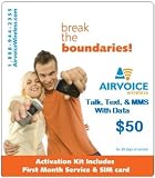 Airvoice Wireless Starter Kit Talk, Text, MMS & 100MB of Data with $20 FREE ILD (International Long Distance Calling) Includes SIM Card & 30 Days of Service