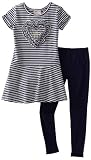 Flapdoodles Toddler Girls Heart Nautical Stripe Dress Set