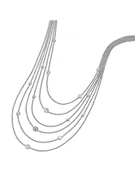 MMA Silver - 16 inch+2 inchExtension Rhodium Plated 6 Graduated Strand Necklace with CZs