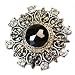 Large Round Gold, Silver and Crystal Ring, Adjustable Stretch Fashion Ring, Chunky Ring