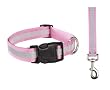 26 INCH - PINK - Reflective Stripe Safety Dog COLLAR & LEAD SET