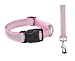 Kitchen & Housewares : 26 INCH - PINK - Reflective Stripe Safety Dog COLLAR & LEAD SET