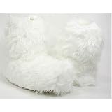 Fluffy Furry Slippers Volatile Black or White--Vegan Friendly! (Medium (7/8), White)