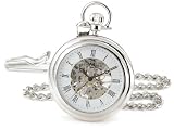 Stuhrling Original Pocket Watch 6053.33113 Special Reserve Montres de Poche Vintage Mechanical Skeleton Stainless Steel Watch