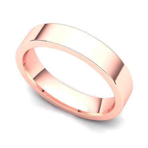 14k Rose Gold 4mm Classic Plain Flat Wedding Band Ring, 6