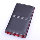 Neewer Black Red Vertical Leather Wallet Clip Case For Apple iPhone 4