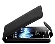 Negra Funda de Cuero para Sony Xperia T (LT30P) The Bond Phone - Flip Case Cover + 2 Protector de Pantalla