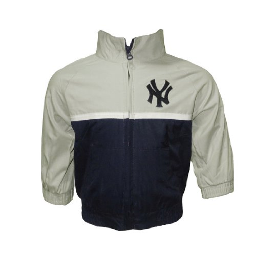 MLB New York Yankees Baby / Infant Athletic Zip-Up Coat / Jacket with Embroidered Logo - Grey & Blue (Size: 24)