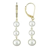14kt Yellow Gold and White Freshwater Pearl Dangle Earrings in Gift Box