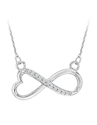 Heart Shaped Infinity Diamond Pendant with Chain in Sterling Silver (0.05 cttw)