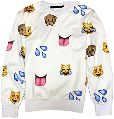 Emoji sweater Women/Men Network expression sweatshirt White (L)