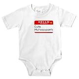 Knit Baby Infant Bodysuit Onesie – 5.5oz.100% Cotton Jersey Knit – with 3 snap bottom in White Light Pink or Baby Blue “Hello my name is Cutie McPoopypants”