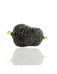 18kt Gold Black Diamond Pave Connector Finding Silver Vintage Look Jewelry