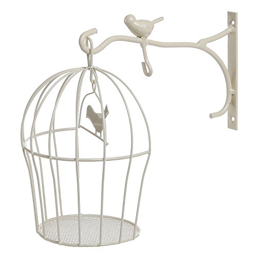 Decorative Wall Mounted Hanging Bird Cage Design Beige Metal Display