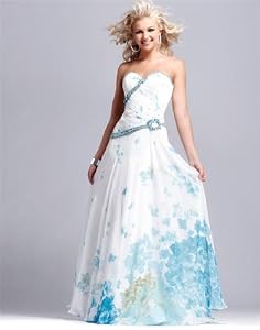 Blue Floral Print Gown