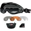 Bobster Phoenix OTG Interchangeable Harley Touring Motorcycle Goggles Eyewear - Black/Smoke/Amber/Clear