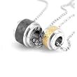 Stainless Steel Couples Checker Design Barrel "Amour" Love Pendant Necklace Set 18"/20-24"