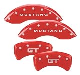 MGP Caliper Cover 10197-S-MGT-RD Red Powdercoat Brake Caliper Cover with Silver Mustang Letters and Silver GT for 17