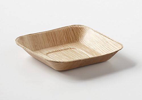 Happy Tiffin 7" Small Square Biodegradable Palm Leaf Plates, Compostable, Disposable, 25 Pack