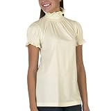 Juniors' Xhilaration Short-Sleeve Smocked Turtleneck - White Cap Gray