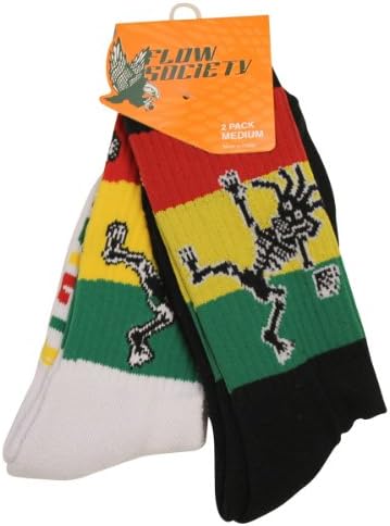 Flow Society Lacrosse Sock 2-Pair Pack - Black White Rasta - Medium