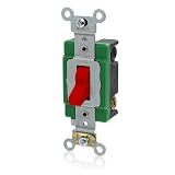 30 Amp, 120/277 Volt, Toggle Double-Pole AC Quiet Switch, Industrial Grade, Self Grounding, Back & Side Wired - Red, 3032-2R