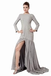 Girls Sexy Applique Chiffon Winter Long Sleeves Evening Dress/Prom Dress/Party Dress 