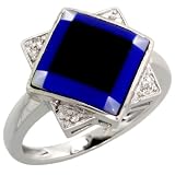 10k White Gold Square-shaped Diamond Ring, w  Brilliant Cut Diamonds, Mother of Pearl, Black Onyx...