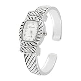 Geneva Platinum Polished Silver Cuff Watch by Geneva