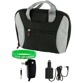 Acer Aspire One AOD150-1669 10.1-Inch Netbook Carrying Bag Case with 12v Car and Wall Charger - Black / Grey