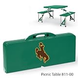 41Xf5sO5zrL. SL160  Wyoming Cowboys Portable Folding Table with 4 Bench Seats   Black w/Digital Print