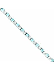 Genuine .925 Sterling Silver Bluetopaz & Cz Bracelet 13 Grams . 100% Satisfaction Guaranteed.