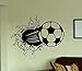 Dabbledown Decals Soccer Ball Bursting Through Wall Vinyl Wall Decal Sticker Art Sports Kid Children Ball Nursery Boy Teen Homerun