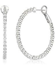 14k White Gold 2 Cttw Diamond Inside-Outside Hoop Earrings