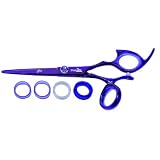 Shark Fin Hair Shears Professional Line Titanium Right Handed Swivel Purple Shear 6.25 Inches + Bella Via Hair Glitz Shimmering Hair Tinsel the Hottest Trend in Hair Accessories