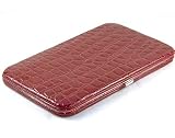 Apparel : Moc Croc Embossed Flat Opera Wallet in Choice of Red or Purple - Includes Gift Box