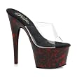7 Inch High Heel Sandals Sexy Platform Shoes Red Black Lace Sandals