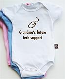 Grandma's future tech support short sleeve baby bodysuit / onesie - blue