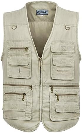 Yesiyan Men's Cycling Climbing Photographer Hunting Fishing Mesh Vest (S, Beige)