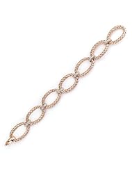 Sterling Silver Cubic Zirconium Silver Pink Link Bracelet